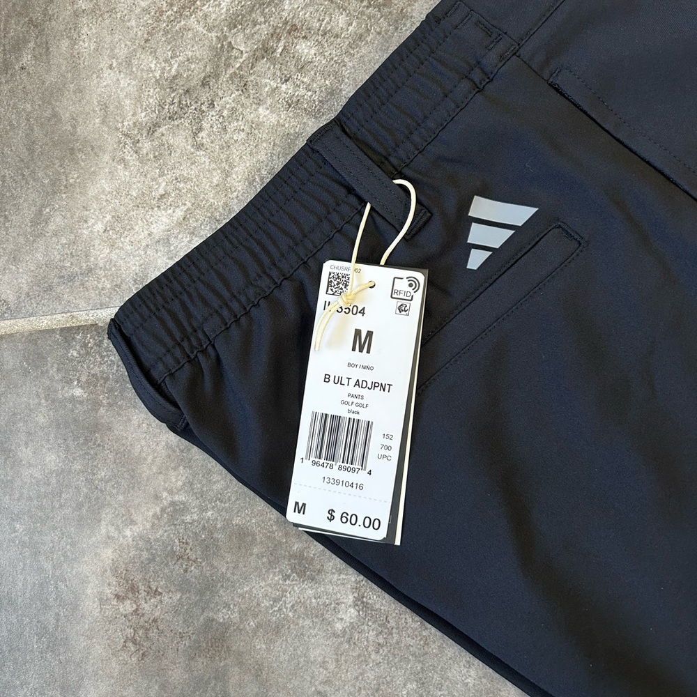 NWT Adidas Boys Golf Pant Size M (11/12) Black - Picture 2 of 5